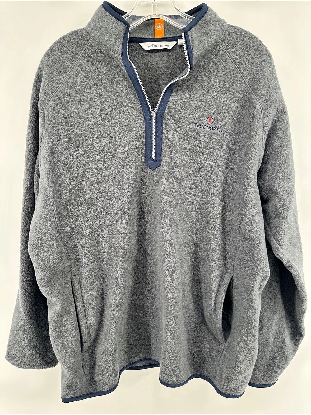 Peter Millar True North Men's Fleece Pullover Gray Size Large